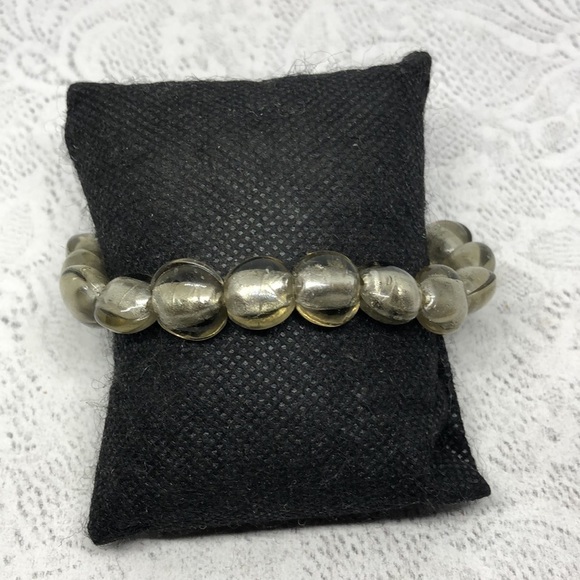 Bundle lot 2 glass bead and brass stretch bracelets boho festival - Picture 6 of 7
